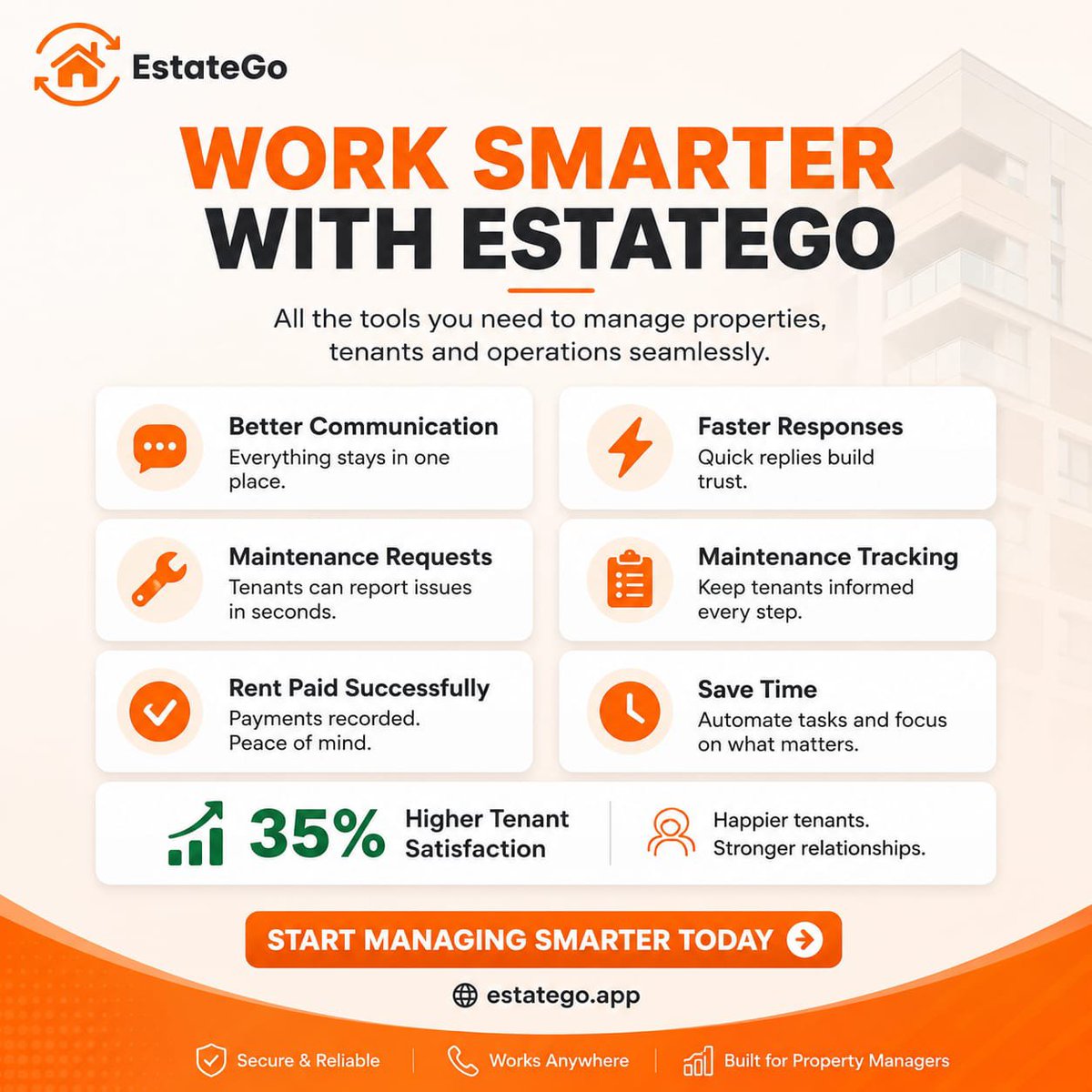 EstateGoNg's tweet photo. 🏢 Simplify property management, track maintenance, manage tenant communication, monitor rent payments, and save time—all in one powerful platform.

Whether you're a property owner, or facility manager, EstateGo helps you stay organized and efficient.

https://t.co/yuu4Pzywr9  https://t.co/6oZZXIhSSF