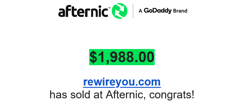 justdropped's tweet photo. Just sold https://t.co/kv0deL4OWV for $1,988.  Hold time 7 years.  Obtained for reg fee.  We are selling our entire 32,000 hand picked and curated portfolio in bulk, ask for details.  https://t.co/53fWbiXroQ #Domains #afternic #sidehustle #godaddy #Crypto #domainssold #Blockchain #Bitcoin #domainforsale #GoodThursday ##AEWDynamite