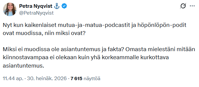 Dystocracycrew's tweet photo. Vilkaistaanpa muutamaa podcastia ja pohditaan mitä nämä nettikiusaajan halveksumat "mutua-ja-matua-pocastit voisivat olla.

Mukaan vaan sieltä blokkipiilostakin!
⛓️ https://t.co/i0ZCT9h7Uh