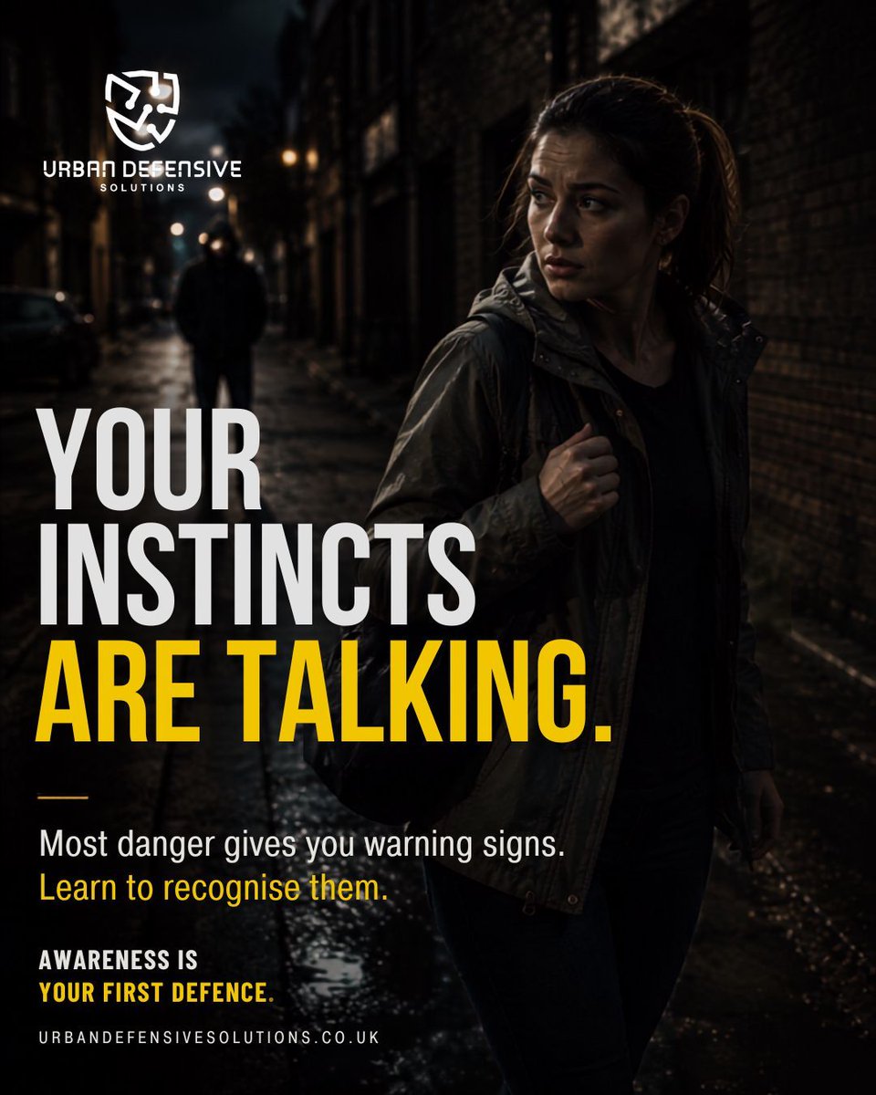 UrbanDefendy's tweet photo. Your instincts are there for a reason. Listen to them.

Awareness is your first line of defence.

Learn practical self-defence with Urban Defensive Solutions.

🌐 https://t.co/KO3AFXfU9Q

#PersonalSafety #SelfDefence #SituationalAwareness #UrbanDefensiveSolutions #StaySafe https://t.co/LpcuFIlTtK