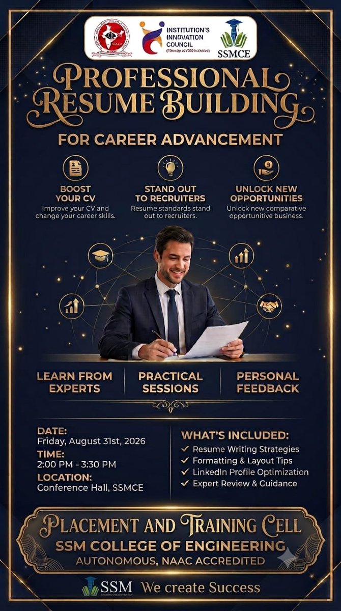 EducationalSsm's tweet photo. Learn from experts, stand out to recruiters, and unlock new opportunities!
Practical sessions + Expert guidance = Career Ready!
#ResumeTips #CampusPlacement #CareerAdvancement #SSMIIC
#SSMCE #PlacementCell #ResumeBuilding #CareerGrowth #IIC https://t.co/idhVh6kRH6