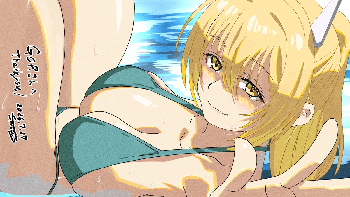 notogoro's tweet photo. えぐぞせさん（@Exocet4）よりポスト子
この暑い夏の時期にピッタリな水着姿での１枚
彼女の素晴らしき山脈を惜しげもなく見せつけてきやがって……たまらんわい！ https://t.co/hEvZGw5RhS