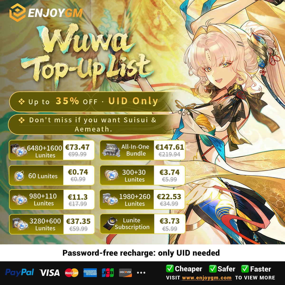 Inferno_s_s's tweet photo. Wuthering Waves Giveaway~~

Prizes: 3x lunites subscription

To enter:
>Follow @Inferno_s_s
>Like + repost
>Tag 2 friends

• Save up to 21% on Suisui summons!
• Completely safe and secure, No UID needed for top ups!!

🔥 Check out EnjoyGM now: https://t.co/UuJSZBCptP https://t.co/lUffCSKcoZ