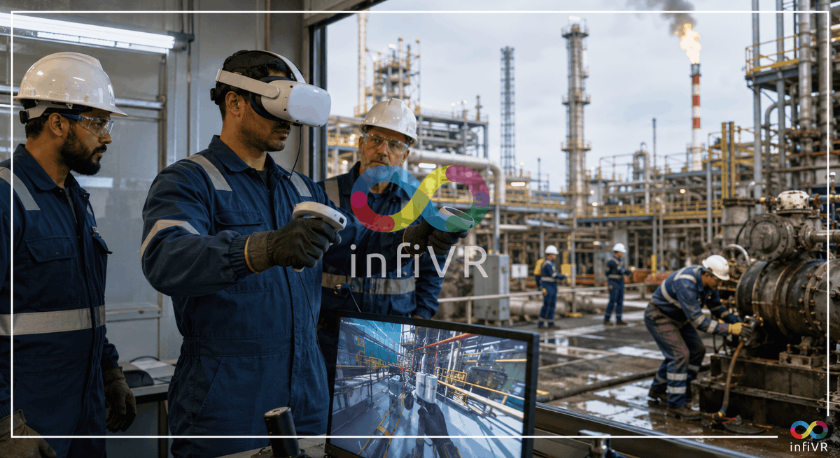 InfiVr's tweet photo. Why are Oil &amp; Gas companies adopting AI-powered 3D VR Training?  
Discover how #InfiVR helps organizations improve safety, reduce risk, and accelerate workforce readiness. Read the full blog:
https://t.co/ZDSRfHpTxK
#OilAndGas #AI #VirtualReality #DigitalTwin #InfiVR https://t.co/I5uuRoBzEg