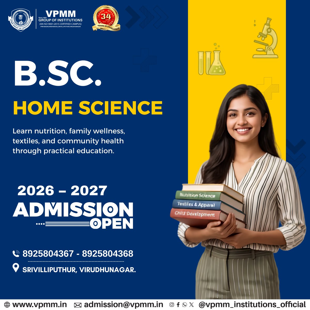 VPMM_Official's tweet photo. 🏡 https://t.co/HYrybi5ESK. Home Science Admissions 2026–2027 are now open!

Learn nutrition, family wellness, textiles, and community health through practical education and build a career that makes a difference.

📍 VPMM Arts &amp; Science College, Krishnankoil
📞 8925804367 https://t.co/8Cur5h1rXK