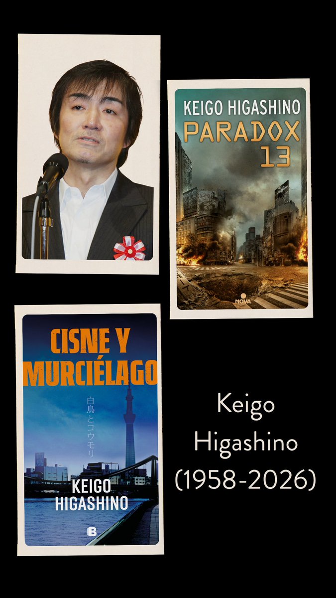 penguinlibros's tweet photo. Lamentamos el fallecimiento de Keigo Higashino, uno de los escritores de mayor éxito en Japón, cuya obra ha vendido más de cinco millones de ejemplares y que ha sido galardonado con los más prestigiosos premios de su país: el Edogawa Rampo a la mejor novela negra. (+) https://t.co/KPF3ESQ1an