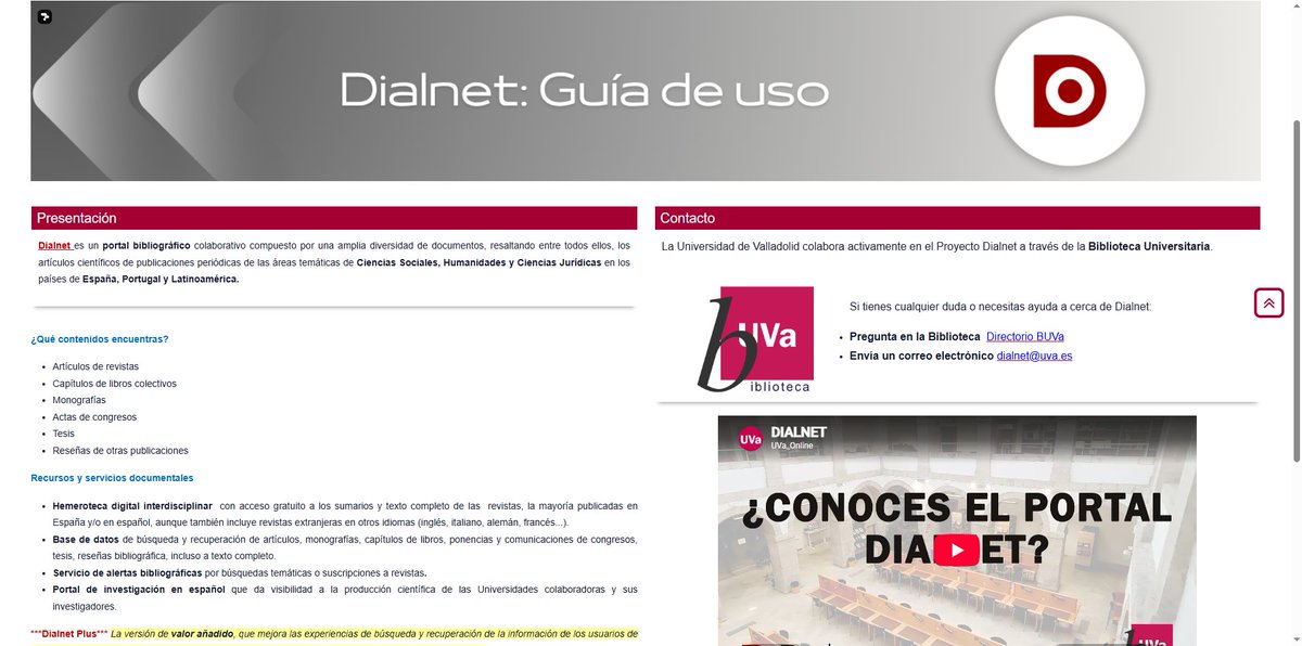 BURSofia's tweet photo. 📢Actualizada la biblioguía #BUVa sobre @dialnet 
https://t.co/zpCoHC0IOO https://t.co/IW2u73I7VJ