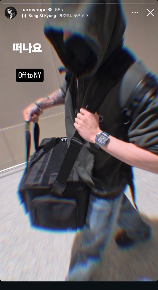 JHPOPBASE's tweet photo. j-hope via Instagram story:

"Off to NY" https://t.co/X5GqUKs5J5