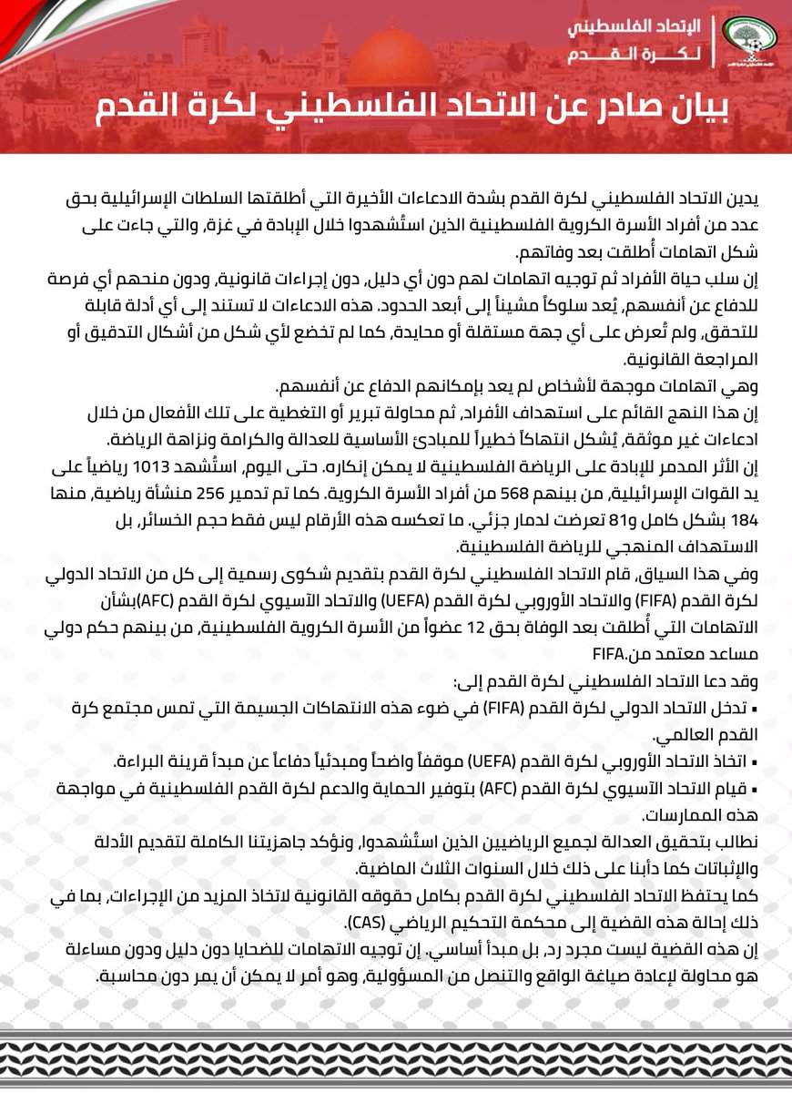 Palestine Football Association tweet media