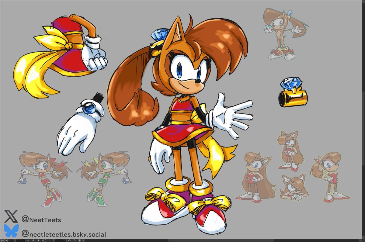 Neetledraws's tweet photo. I was alittle apprehensive about sharing this one because i ALWAYS end up changing it but heres my take on #TiaraBoobowski ofcorse the faded sprites are not mine the are official. #SonicTheHedgehog https://t.co/IINV2J2L1f