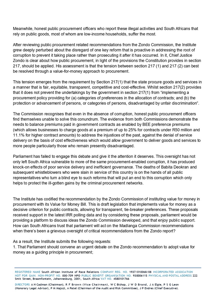 IRR_SouthAfrica's tweet photo. Every rand lost to an inflated tender is a rand that never reaches a clinic, a classroom or a water pipeline.

To put Zondo's value-for-money recommendation into law, the IRR has drafted and published the #ValueForMoney Bill.

Parliament must now do its job. https://t.co/1fyboYuzja