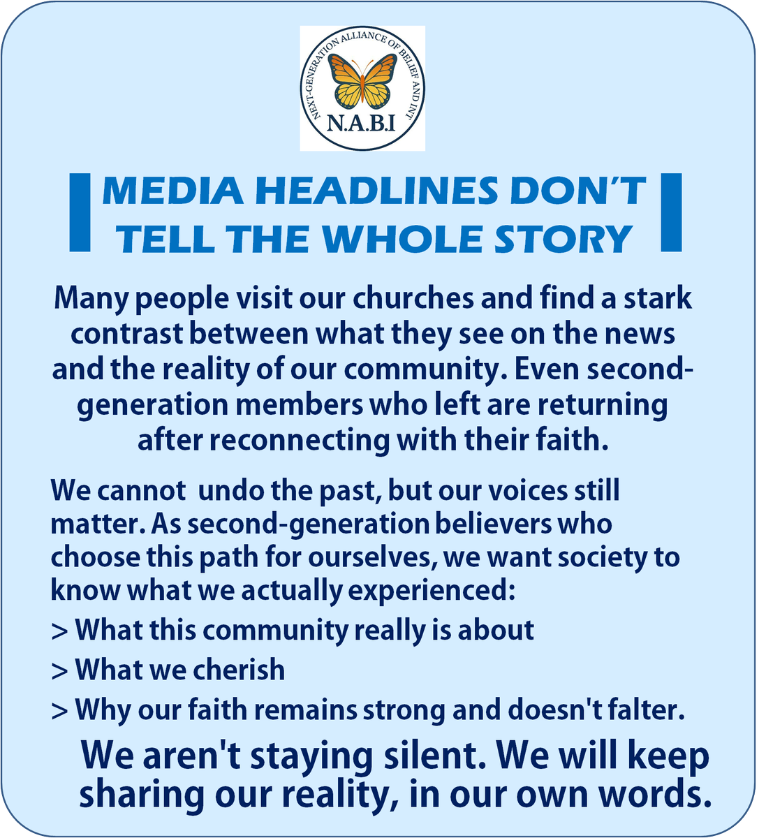 MarioMagaz23274's tweet photo. N.A.B.I. NEWS:
We can’t change the dissolution, but we can speak our truth. As second-generation believers, we’re choosing to share what we’ve actually seen, felt, and lived... https://t.co/h428QyHi8g