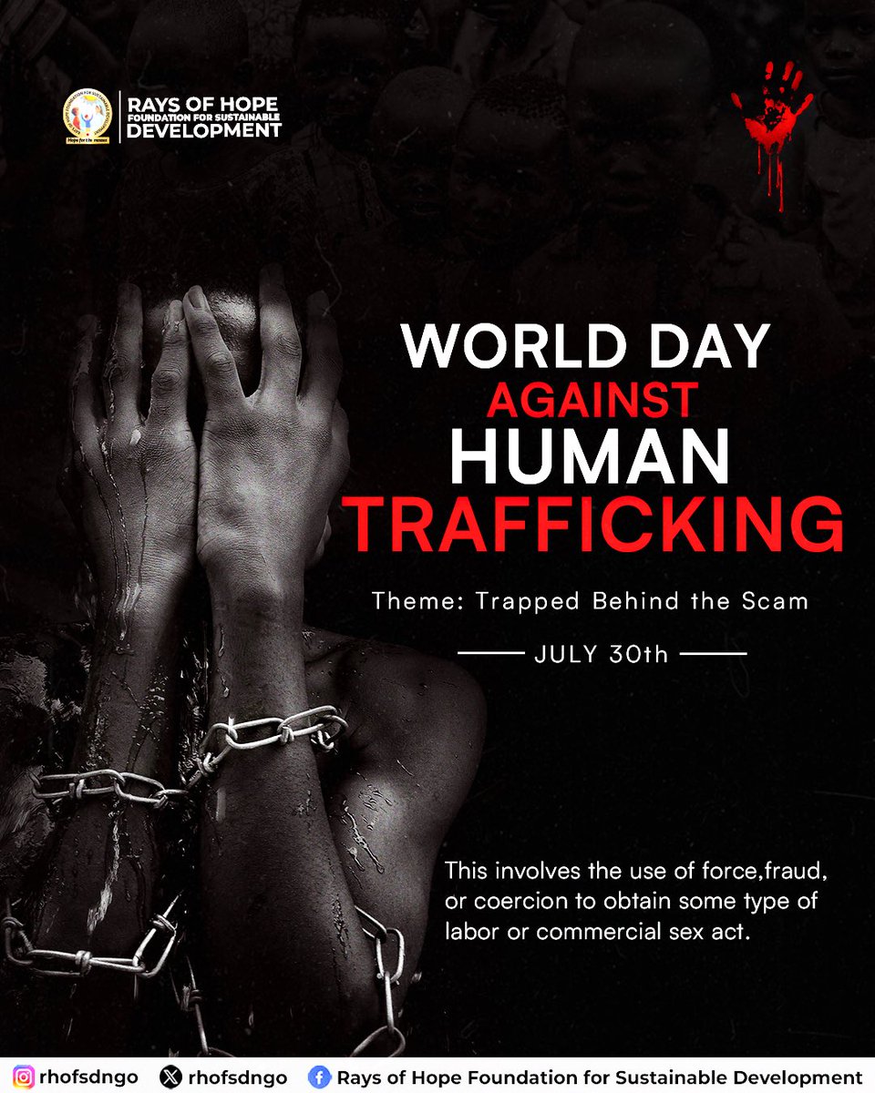 rhofsdngo's tweet photo. People are not products.
They are not commodities.
They are not for sale!🙅🏾‍♂️

On this World Day Against Trafficking in Persons, let’s stand against every form of exploitation🫂💫
#EndHumanTrafficking #WorldDayAgainstTrafficking #HumanRights 
@UNICEF_Nigeria 
@UNFPA 
#Rhofsdngo https://t.co/SSucpAVeGN