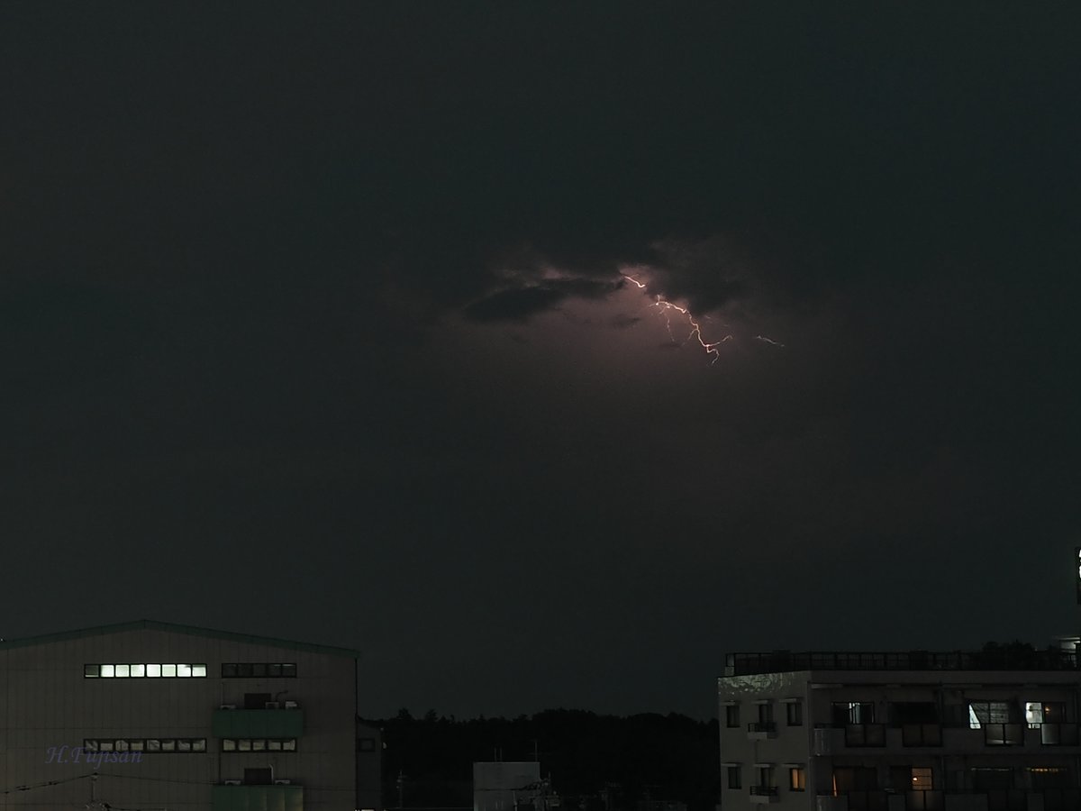 tokkun64's tweet photo. 19時20分ころの稲妻の様子です。
（トリミングあり）
撮影地：神奈川県央部 https://t.co/EimtIu4iYG