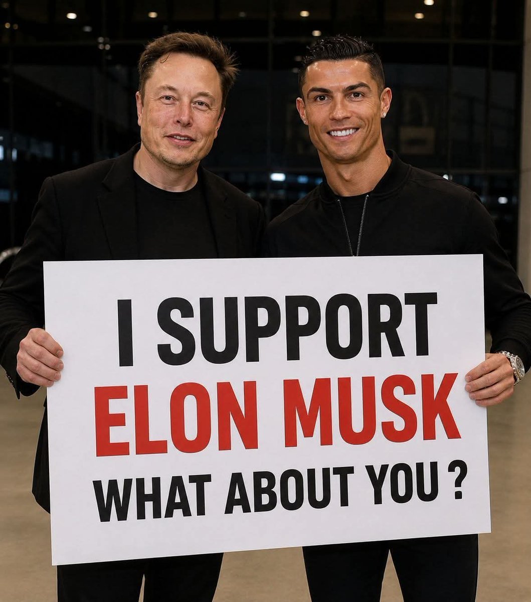 ElonVisioniX's tweet photo. Cristiano Ronaldo says, "I support Elon Musk." 🚀

What about you? 👇

🅰️ Yes 👍
🅱️ No 👎
🅲️ Neutral 🤝 https://t.co/WeJa7Tbaex