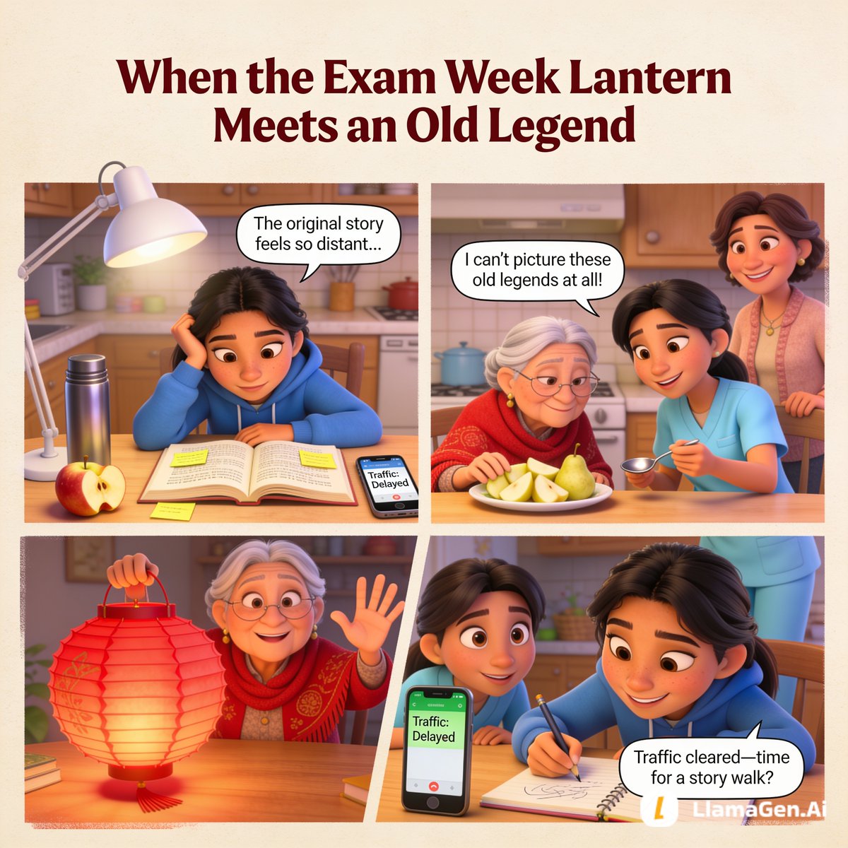 velikaHFL's tweet photo. From study fatigue to a bright breakthrough. Pixar-style storytelling hits different when AI captures raw emotions this well. Check out how these 4-panel stories turn everyday student struggles into heartwarming wins! Made with @LlamaGen_AI
https://t.co/zt2zo8o7p0
#PixarStyleAI https://t.co/KSoHhB6giO