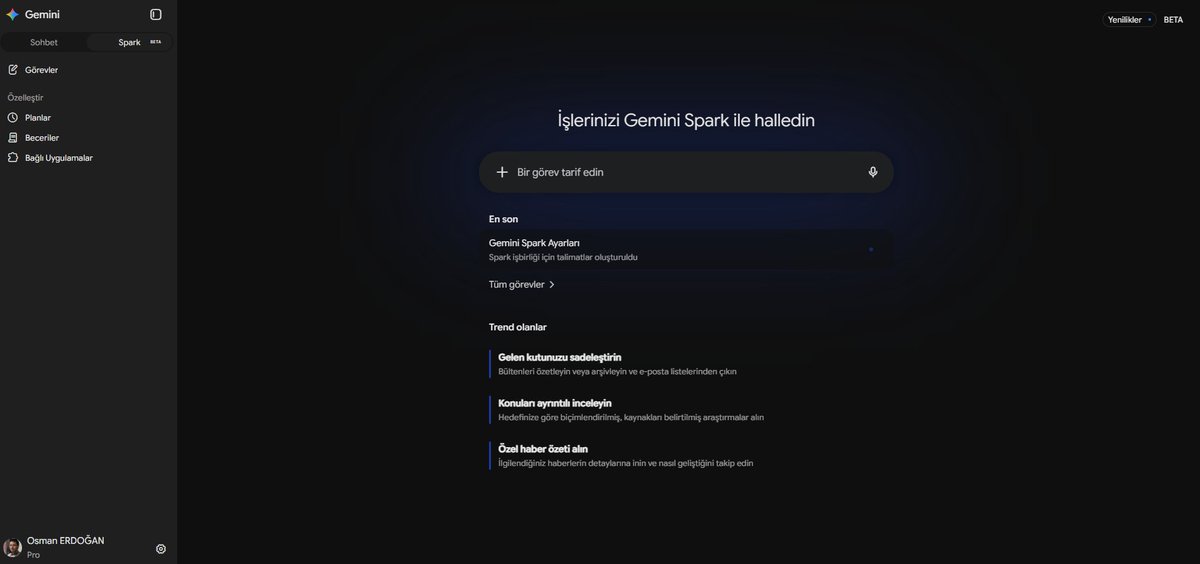 oeoerdogan's tweet photo. Gemini Spark Beta gelmiş... https://t.co/UY1ntGNxs1