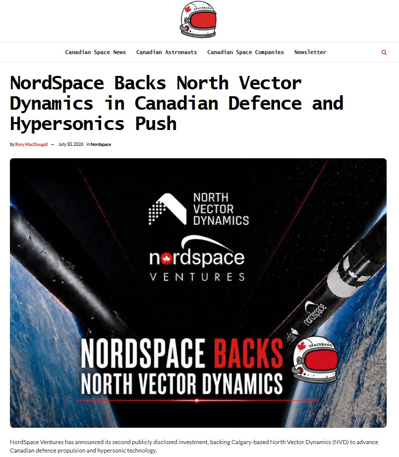 spacebahd's tweet photo. Canadian rockets. A counter-drone missile. Hypersonic research.

NordSpace’s investment in North Vector Dynamics connects all three in a broader push to build and control more critical defence technology here in Canada. https://t.co/0iGwGMsbLx