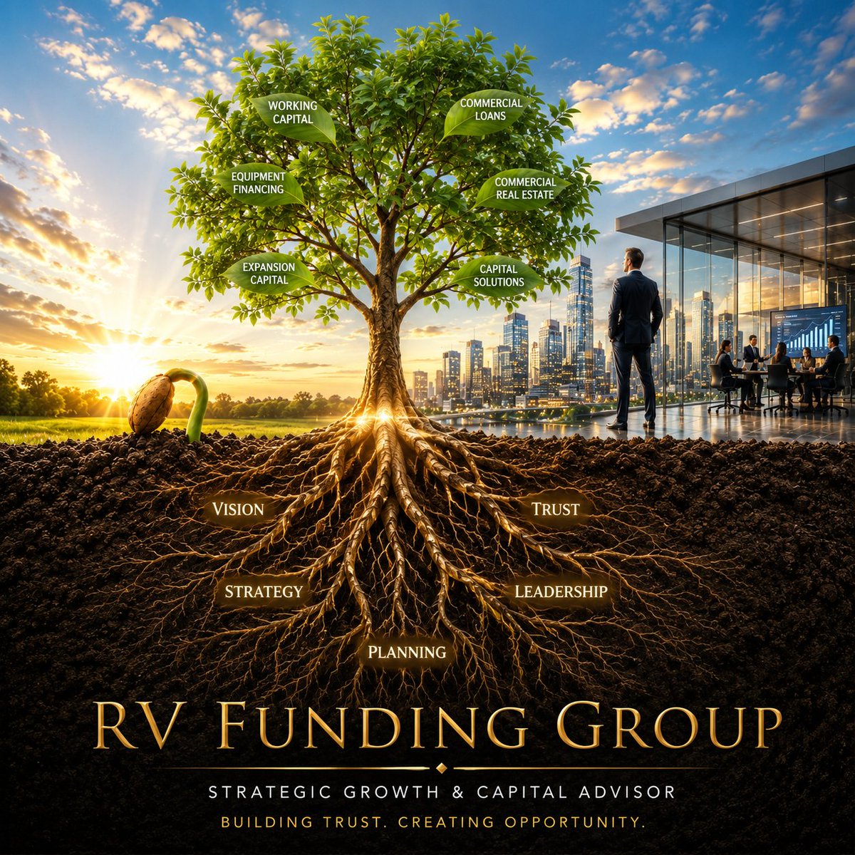 RvFundingGroup's tweet photo. 'Every successful business reaches a moment when growth requires more than determination it requires vision, strategy, and trust.'

"The strongest companies don't simply pursue capital; they build a foundation that allows opportunity to flourish. 

At RV Funding Group, we work with established businesses to explore capital solutions that support sustainable growth, expansion, and long-term success. 

Because real growth 🌱 doesn't begin with funding—it begins with a strategy you can believe in and relationships built on trust." 🫱🏻‍🫲🏽