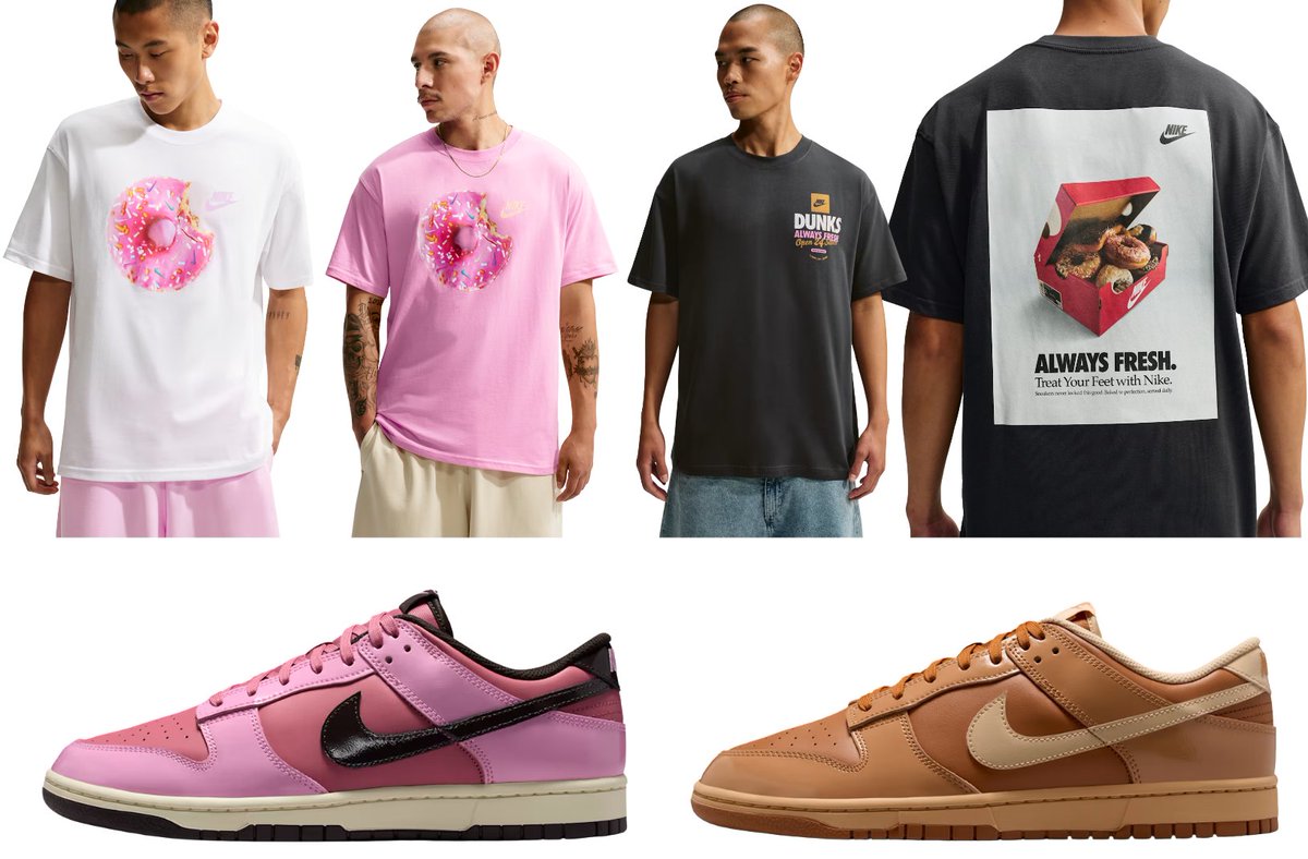 SneakerVisionz's tweet photo. Ad: Nike Sportswear "Donut" T-Shirts 🍩

White: https://t.co/KLdJez8IDk
Pink: https://t.co/j5ze9B5toJ
Black: https://t.co/0eOGjHUoSN

Nike Dunk Low Retro "Donut" 🍩

Pink Rise: https://t.co/F7mVLZV4Su
Tawny Flax: https://t.co/1L6s7hWGr7 https://t.co/bD6IB8geFB