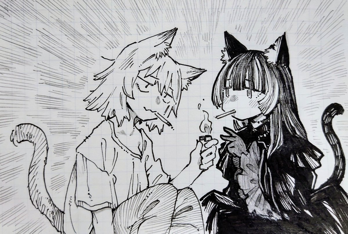 kaWAiioeKAki's tweet photo. かわいい女の子とヤニ臭いエチエチねこちゃんを描きました。
※ちゃんと公式にコラボしてます。
#らでん似絵 https://t.co/kGJMN0GTsO