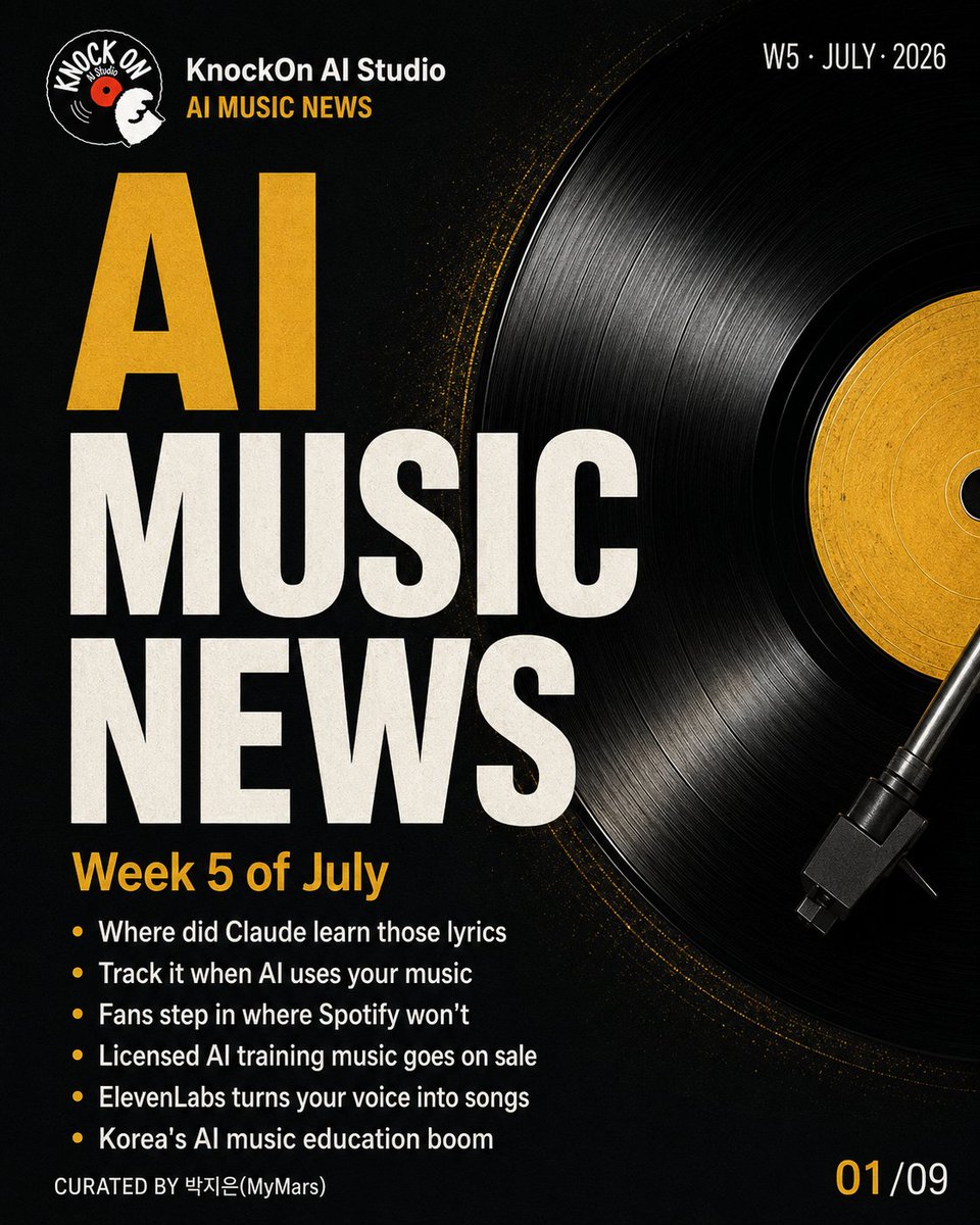 knockon_studio's tweet photo. #AIMusic #AIGeneratedMusic #AIComposition #AICopyright #Anthropic #Claude #Spotify #ElevenLabs #GEMA #Sureel #KnockOnReleaseLab #KnockOnAIStudio #ProducerJieunPark #MyMars https://t.co/tdp4q5TPen