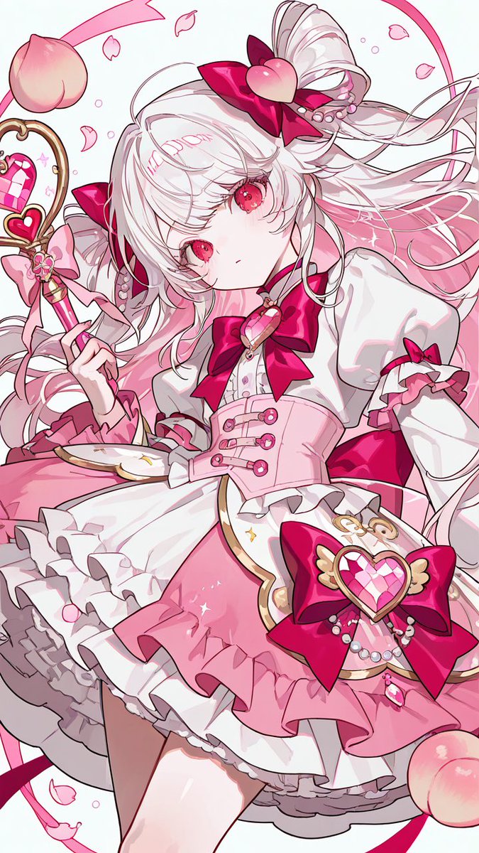 momo____0501's tweet photo. 🤍🍑プロンプト配布🍑🤍

♡.*･ﾟ----------------------------.*･ﾟ♡

        魔法少女になっちゃった！！

♡.*･ﾟ----------------------------.*･ﾟ♡

リプのAltにてお願いします♡♡
桃モチーフ第2弾です💕
色違いもあります🍑💛 https://t.co/9lFTV6UhQl