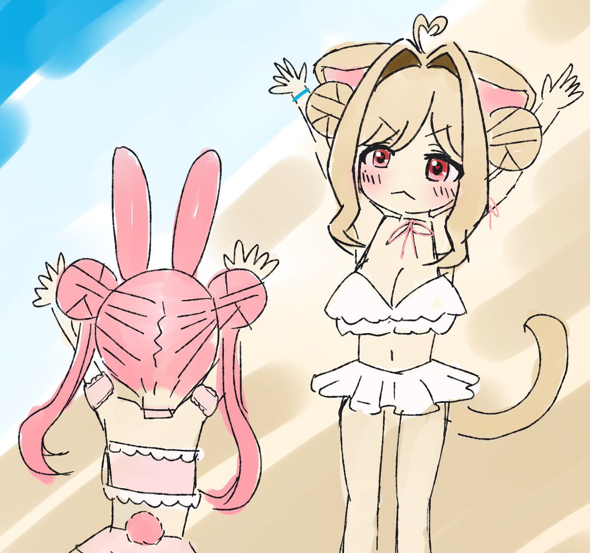 9reler9's tweet photo. 7月は妄想が爆発した猫羽かりんちゃんお絵かきでした🐱🎨
・得意料理を振る舞う
・配信ネタ（レッサーパンダの威嚇）
・はい、あーん♡
#かりにゃ～と https://t.co/fWLlttkg8k
