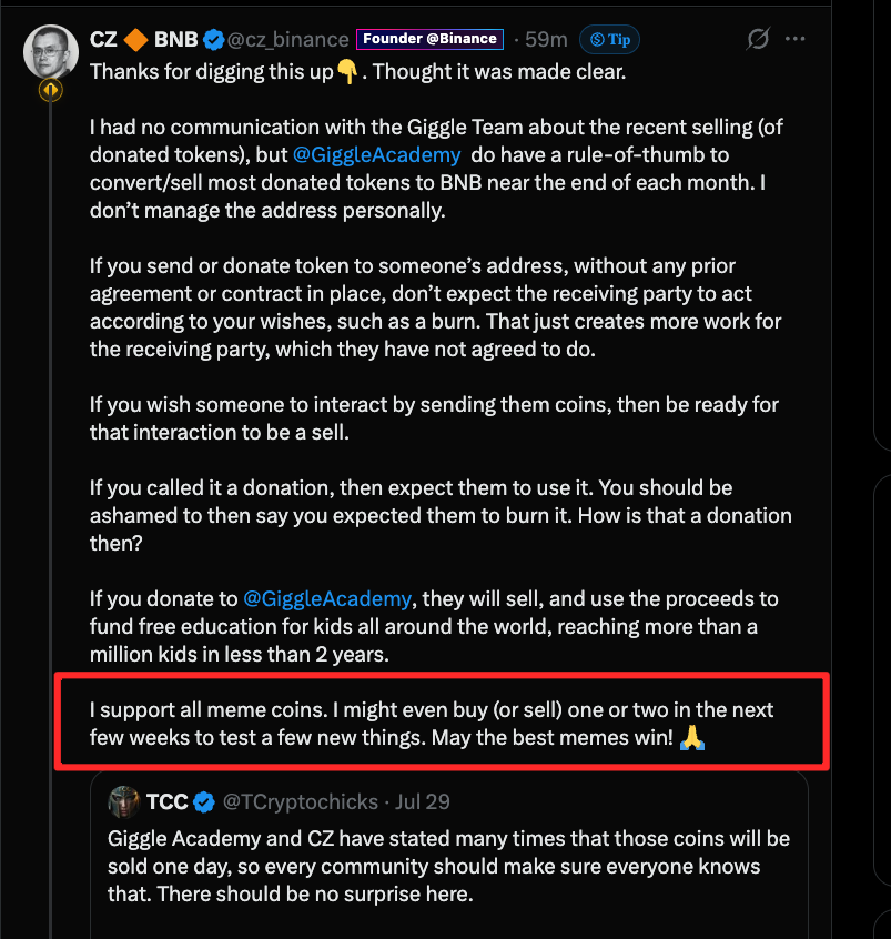 bnbcaptain's tweet photo. .. @cz_binance loves memes and said he will test buying and selling memes in next few weeks 

Question: Will CZ also support small Builders who are building on BNBChain?