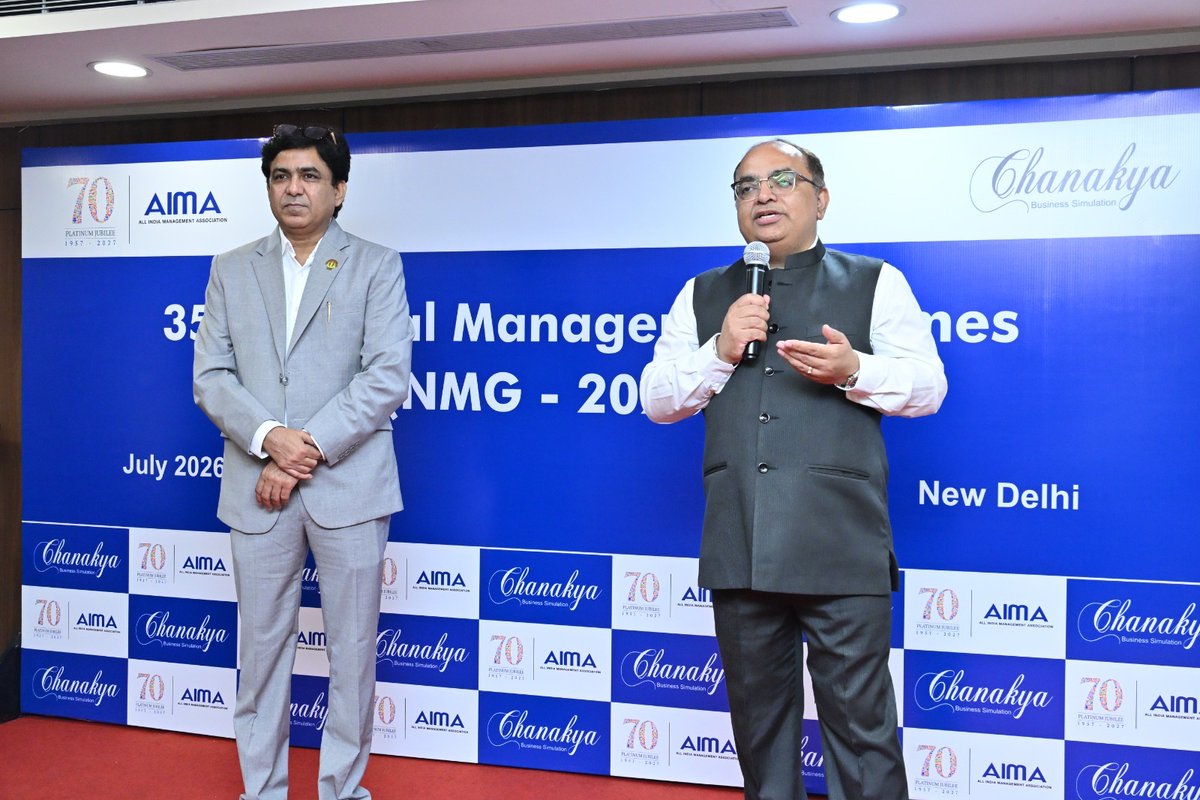 aimaindia's tweet photo. AIMA concluded the 35th National Management Games 2026, India's premier corporate business simulation championship, with 128 teams participating. SAIL emerged as National Champion, while NTPC secured the First and Second Runner-Up positions.

#NMG2026 #Leadership https://t.co/U0TGwu6f15
