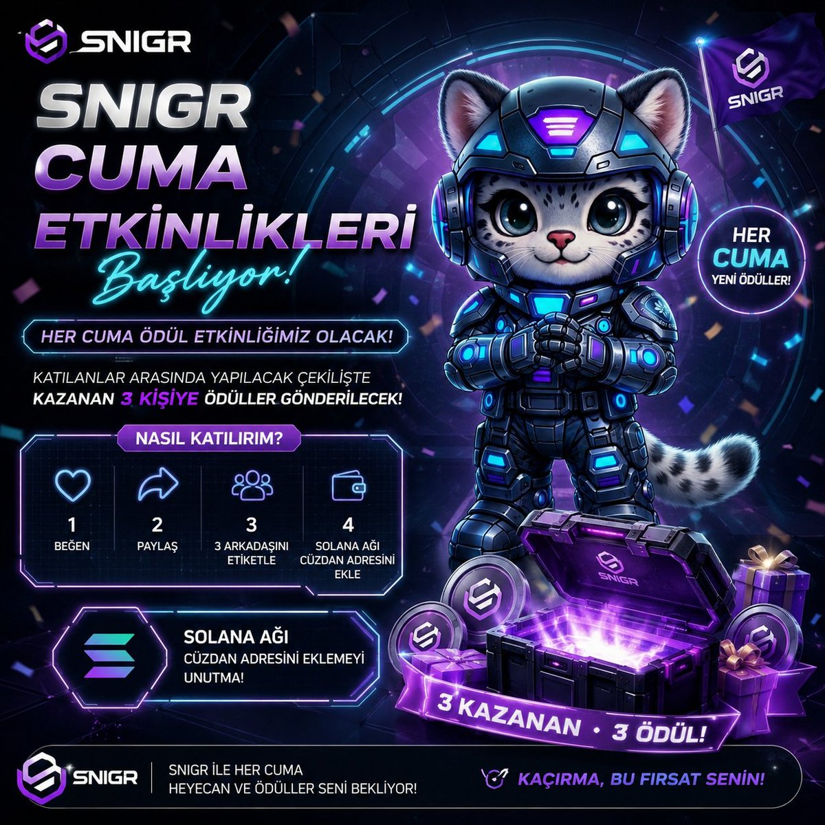 sniggr_'s tweet photo. 🎉 SNIGR CUMA ETKİNLİKLERİ BAŞLIYOR! 🚀
Her cuma topluluğumuz için ödül çekilişi düzenliyoruz! 🥳
🏆 Çekiliş sonucunda 3 şanslı katılımcı ödül kazanacak.
Katılmak çok kolay: ❤️ Bu paylaşımı beğen
🔄 Paylaş (RT)
👥 3 arkadaşını etiketle
💜 Solana ağındaki cüzdan adresini yorum olarak bırak
📢 Her cuma yeni kazananlar, yeni ödüller!
Şansını dene, SNIGR topluluğunun bir parçası ol ve ödülleri kaçırma! 🚀
#SNIGR #Solana #Crypto #Giveaway #Airdrop #Web3 #AI #Blockchain #FridayGiveaway