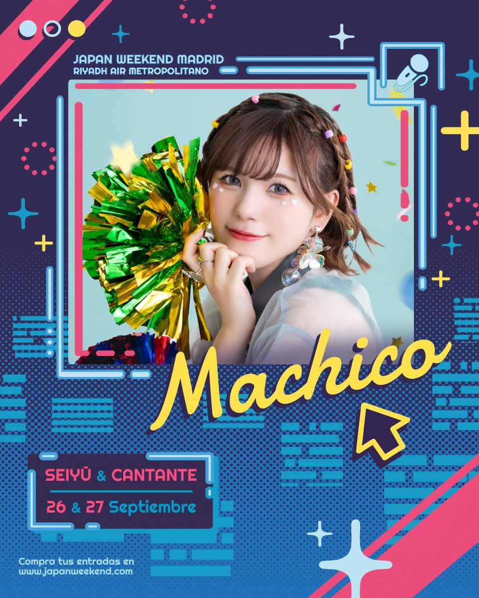 Japan_Weekend's tweet photo. 💥 Machico, la cantante y actriz de voz de Tokai Teio de “Umamusume: Pretty Derby”, en CONCIERTO en #JapanWeekendMadrid. 💜

@MachicoOfficial es una seiyū y cantante originaria de Hiroshima. 🇯🇵 Es conocida por interpretar a Tokai Teio, chica caballo protagonista de "Uma Musume: Pretty Derby". ✨ También es la voz de Nene Kusanagi en "Project Sekai: Colorful Stage!"  y Tsubasa Ibuki en "The iDOLM@STER Million Live!".

Como cantante, es especialmente conocida por interpretar los tres primeros openings de "KonoSuba", además de tener temas en otros animes como "Pretty Cure" o "The Ryuo’s Work Is Never Done!" 🎤

📆 26 y 27 de septiembre
📍 Japan Weekend Madrid | @Metropolitano 

Durante el evento ofrecerá un concierto al día, tendrá un Q&A y sesiones de firmas. 🖋

🎟 Entradas a la venta en https://t.co/MsVINAsIuu