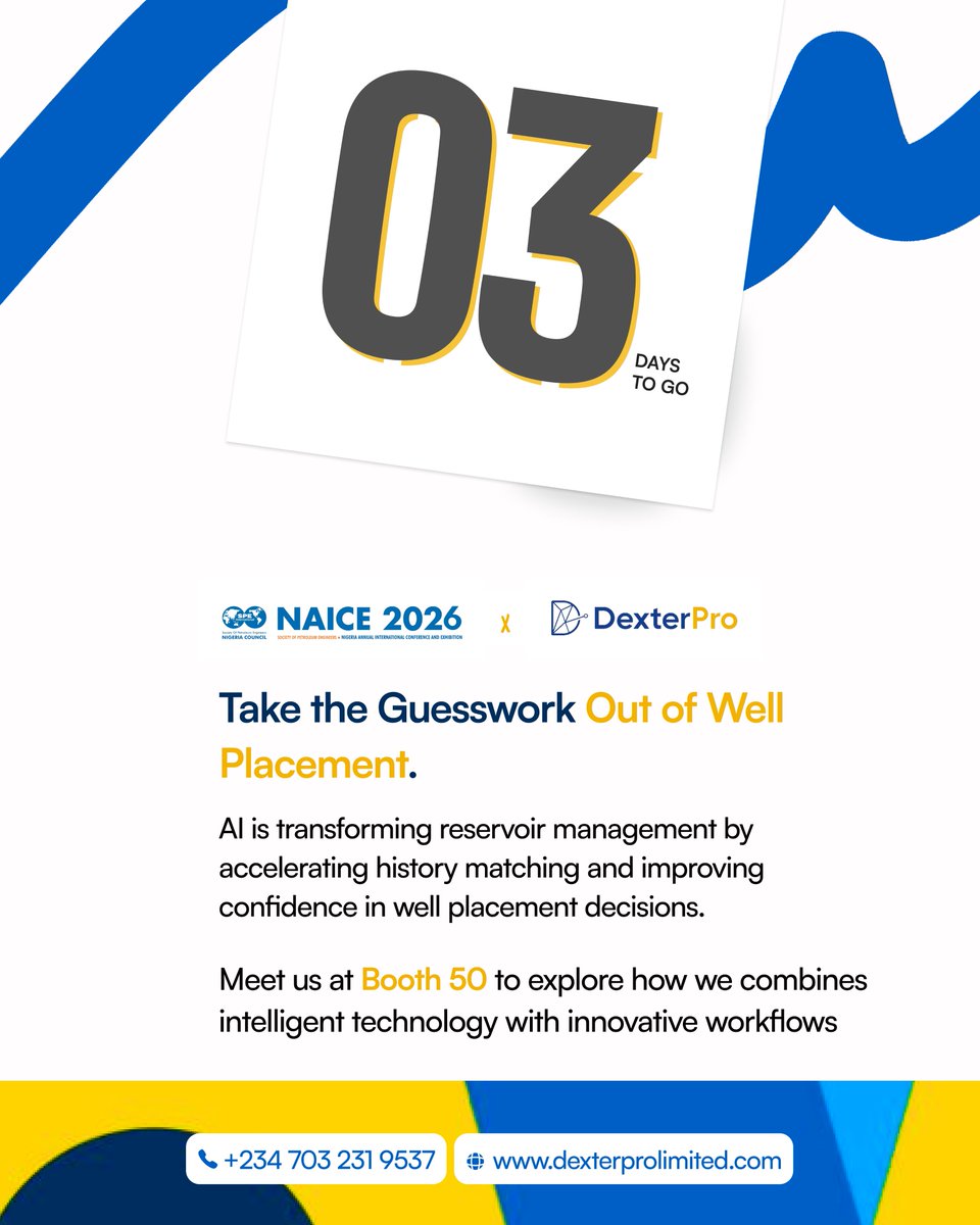 dexterproA's tweet photo. 3 Days to Go!!!🚀

#NAICE2026 #DexterPro #EnergySector #Networking #EnergyCommunity https://t.co/BbwUTHMvT5
