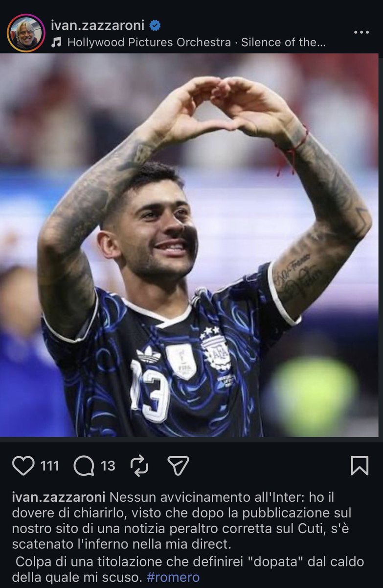 sempreinter__'s tweet photo. Arriva subito la smentita da parte di #Zazzaroni dopo che il corriere aveva pubblico la notizia dell'avvicinamento di #Romero all'#Inter
Secondo voi qualcuno gli ha detto di scrivere questo https://t.co/JY8j6NuP4P