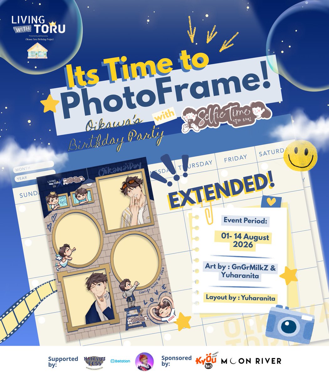 selfietimeid's tweet photo. Frame Oikawa Tōru dari fanbase @oikawasday sudah diperpanjang sampai tanggal 14 Agustus lho! 😍

Buat yang belum sempat foto, buruan ajak temen-temen kamu buat foto sebelum masa periodenya habis

📍 Seluruh Store Selfie Time 

#SelfieTimeID #LivingWithToru32 #Haikyuu https://t.co/85ZDWLRKYF