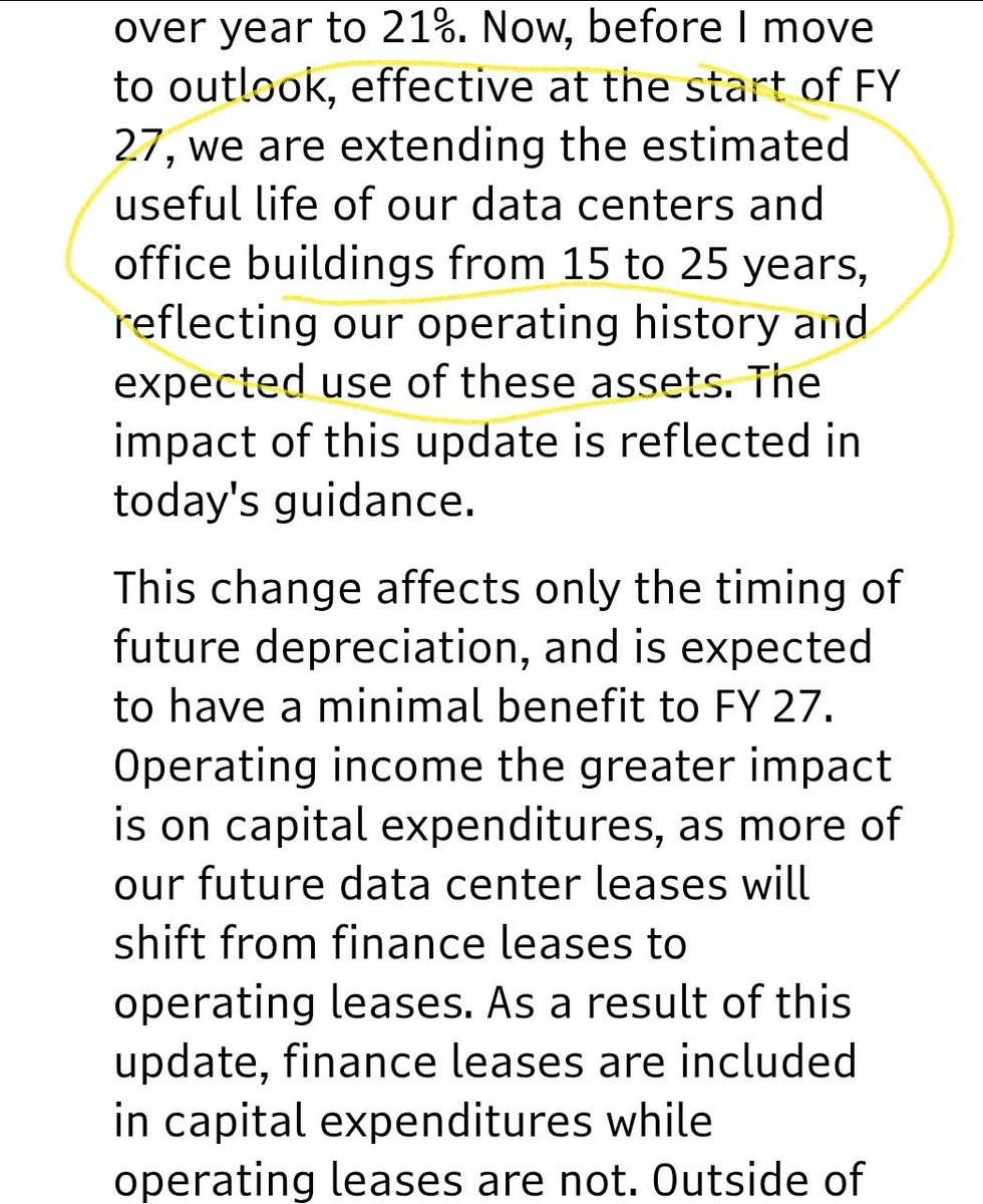 RealJimChanos's tweet photo. I love the focus on “ROIC” as they extend depreciation schedules. Also note the new emphasis on operating(off-balance sheet) vs finance leases. $MSFT https://t.co/onXUMJmNEZ