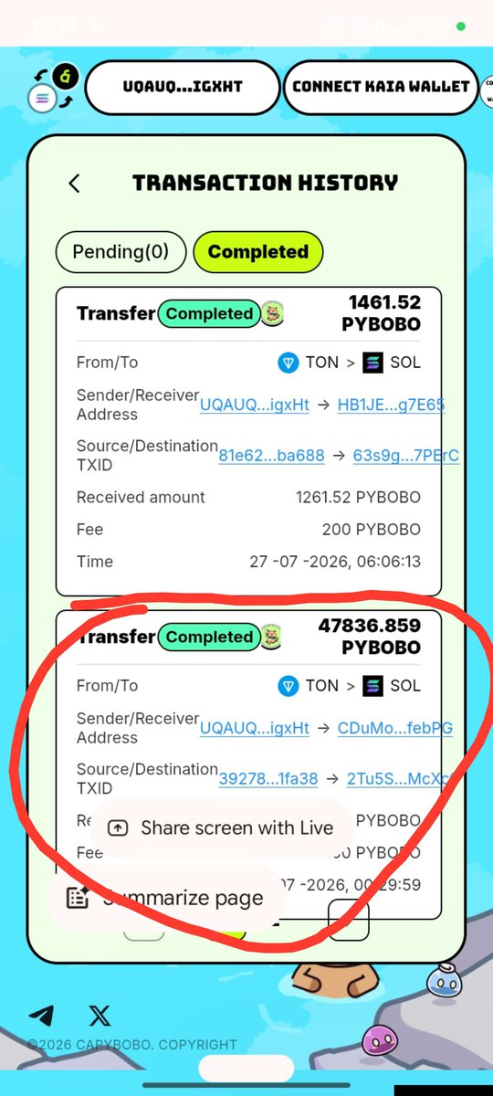 usmanibroibro's tweet photo. @Capybobo_io @KuCoin_Web3 My bridge transactions shows completed when its still yet to be completed. The transaction hash is wrong. https://t.co/rkN7LxgjwP