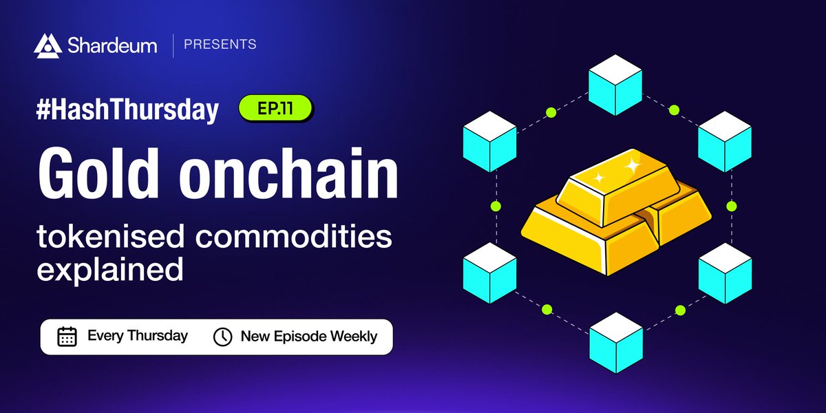 shardeum's tweet photo. #HashThursday Ep 11: Gold on chain π₯
Humans have stored value in gold for 5,000 years.
But owning gold in 2026 still means lockers, brokers, storage fees, and border restrictions.
What if gold worked like a message sent to anyone, anywhere, instantly?
That's tokenised gold. Let's break it down π§΅π