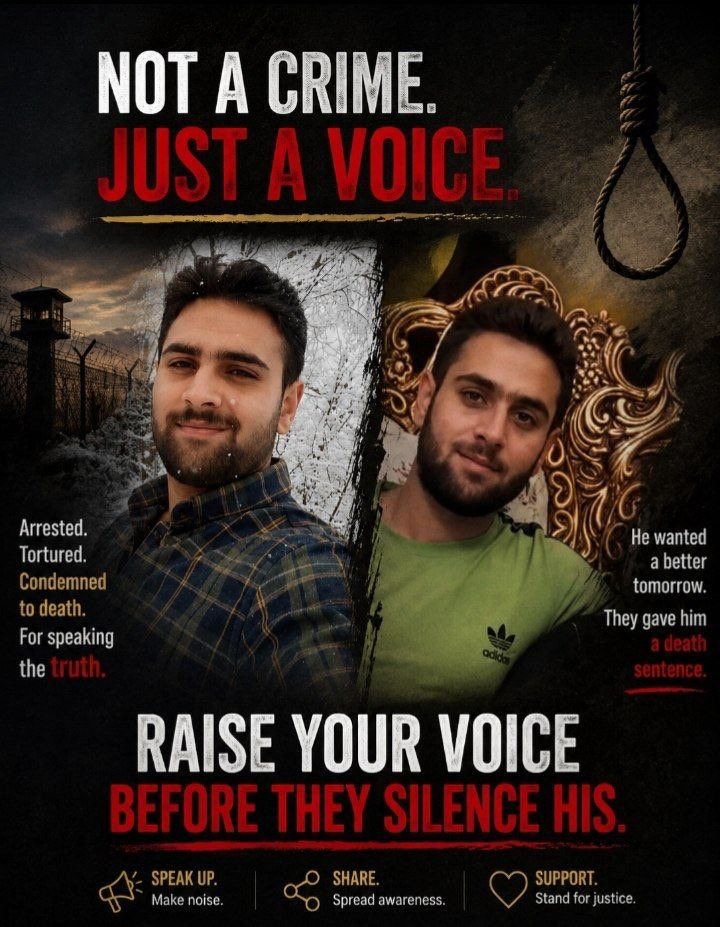 it_3rina's tweet photo. Arvin Kheirkhah, a 20-year-old from Shahroud, Iran, was arrested during the recent wave of crackdowns and is now facing charges that could lead to a death sentence. According to reports, he is at imminent risk of execution.
#ArvinKheirkhah https://t.co/V14HBRRK9b