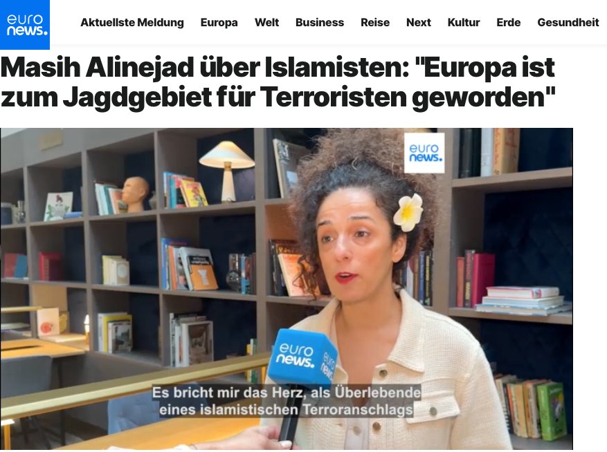 RobertJLorenz's tweet photo. ++ #Alinejad ++
Die Israelische Faschistin Alinejad nutzt das CSD-Attentat um sofort ihren perversen Lügendreck in #Euronews zu verbreiten ! Sie will jetzt endlich Iraner ermorden, dafür ist ihr jedes Mittel recht !
#CSD #Merz #Pistorius #Wadephul #Tacke #Trump #Gaza #Iran https://t.co/uSRitC2N8y