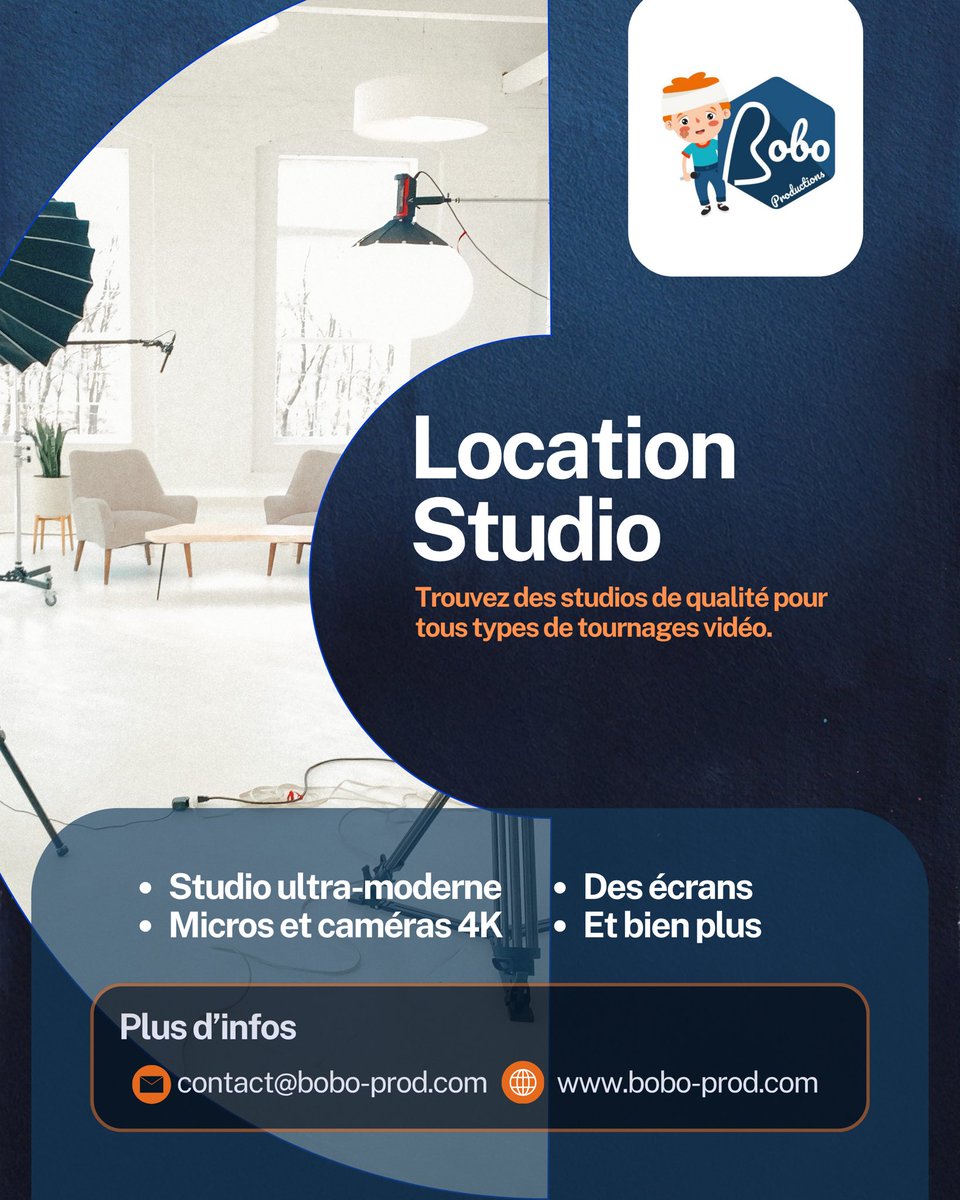 bobo_prod's tweet photo. 🎥 Besoin d’un studio pour votre prochain tournage ?

Louez un espace moderne équipé pour donner vie à vos projets :
📹 Caméras 4K
🎙️ Micros professionnels
🖥️ Écrans &amp; équipements de qualité

📩 contact@bobo-prod.com
🌐 https://t.co/Jp0rQpddO5 https://t.co/nXCGa5lJ3G