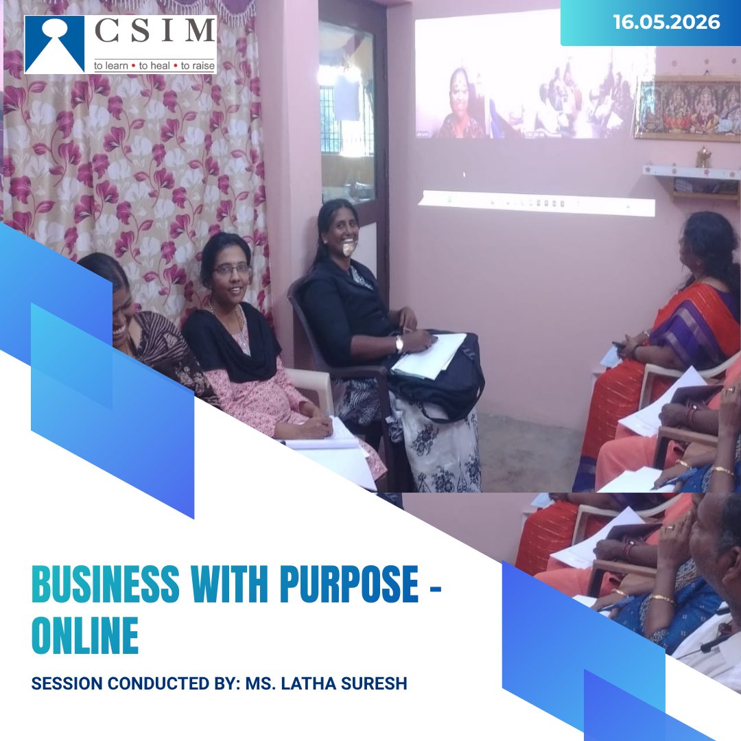 csimofficial's tweet photo. Business with Purpose – Online 🌍💡
An insightful online session conducted by Ms. Latha Suresh, inspiring participants to build enterprises that create meaningful social impact while ensuring sustainable growth.
#CSIM #BusinessWithPurpose #SocialEntrepreneurship #OnlineLearning https://t.co/SpUJn0NLdT