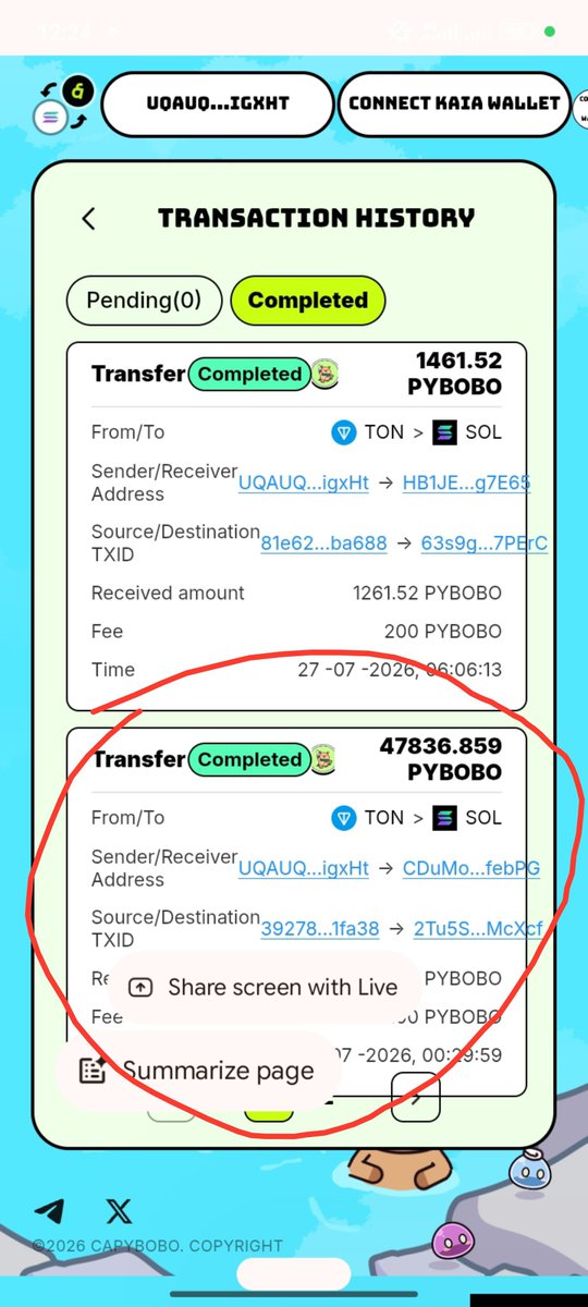 usmanibroibro's tweet photo. @Capybobo_io My bridge transactions shows completed when its still yet to be completed. The transaction hash is wrong. https://t.co/KqjjtcqAay