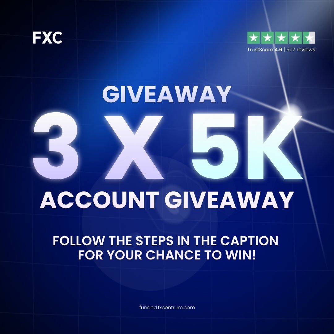 Funded_FXC's tweet photo. 🎉 FXC Funded Giveaway 🎉

We’re giving away 5K Funded accounts to three lucky winners! 🚀

How to enter:
✅ Follow @Funded_FXC 
✅ Like this post
✅ Repost this post
✅ Repost our pinned post
✅ Tag 3 friends in the comments
✅ join our discord community (link on bio)
✅ join our telegram community 

https://t.co/k9IGTJDvH5

Bonus Entry:
💬 Tell us why you want to trade with FXC Funded.

⏰ Giveaway ends: 72 hours time 

Good luck, traders! 🍀

#FXCFunded #Giveaway #Forex #PropFirm #Trading