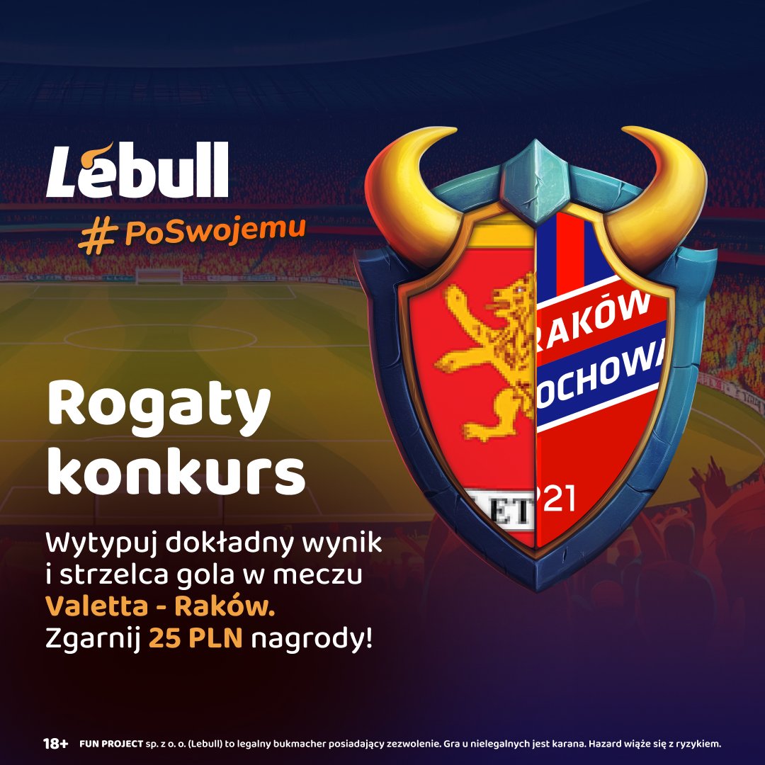 LebullPl's tweet photo. #KONKURS z Ligą Konferencji!

1. Podaj dokładny (w regulaminowym czasie bez dogrywki) wynik oraz strzelca w meczu Valetta FC - Raków Częstochowa!
2. Zaobserwuj @LebullPl, polub♥️ i podaj dalej ten post.
3 najszybsze, poprawne typy = 25 PLN nagrody!

Typować można do 30.07. do godz. 19:30
Reg.: https://t.co/pxMjG6rHuP

#ucl #ligamistrzów #VALRCZ