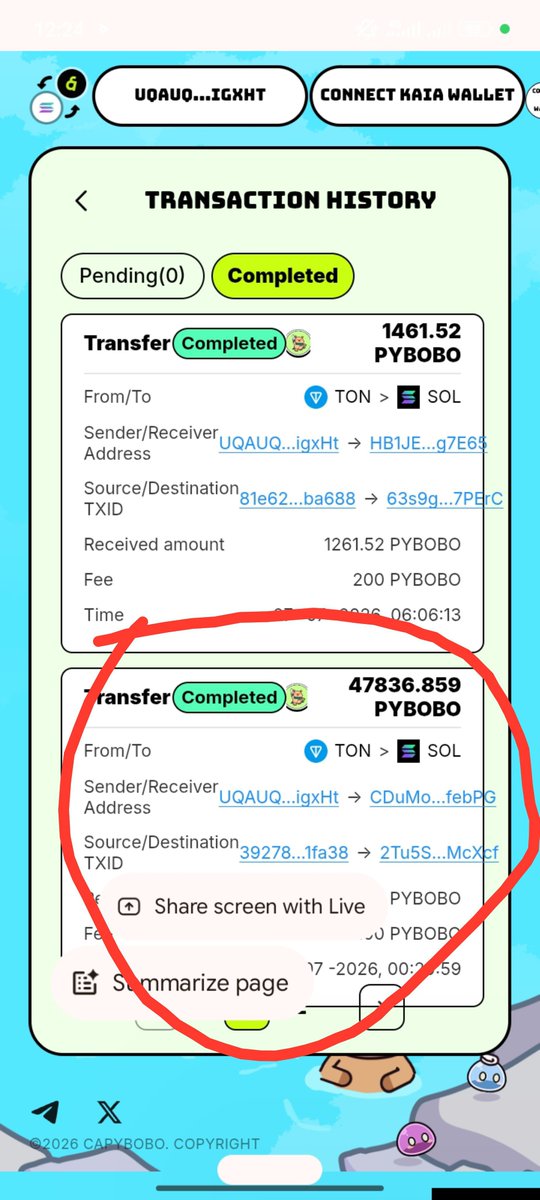 usmanibroibro's tweet photo. @Capybobo_io My bridge transactions shows completed when its still yet to be completed. The transaction hash is wrong. https://t.co/JQRoQYUKCK