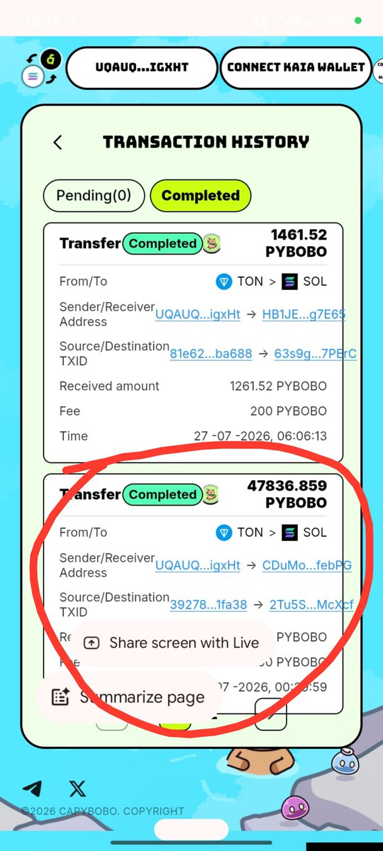 usmanibroibro's tweet photo. @Capybobo_io My bridge transactions shows completed when its still yet to be completed. The transaction hash is wrong. https://t.co/8wm3SwEnho