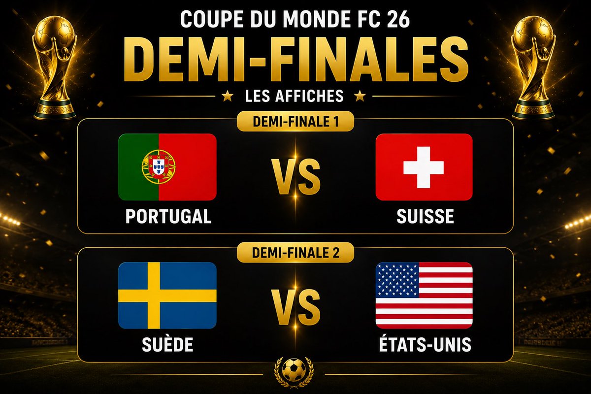 XFC26SERIES's tweet photo. 🏆 X WORLD CUP FC 26 🏆 

LES AFFICHES DES DEMI-FINAL ⚽️🔥 https://t.co/DSE7m6coji