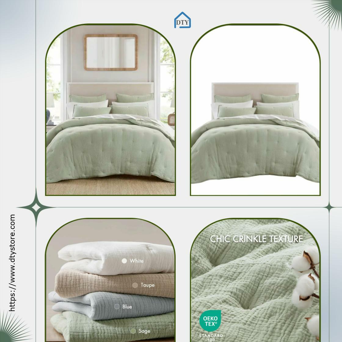 dtystore's tweet photo. Transform your bedroom into a sanctuary with our 3-Piece King Cotton Embroidered Quilt Set in Sage for just $270.88. Elevate your comfort today! #HomeDecor #Comforters https://t.co/Bo1dYFG5Lh