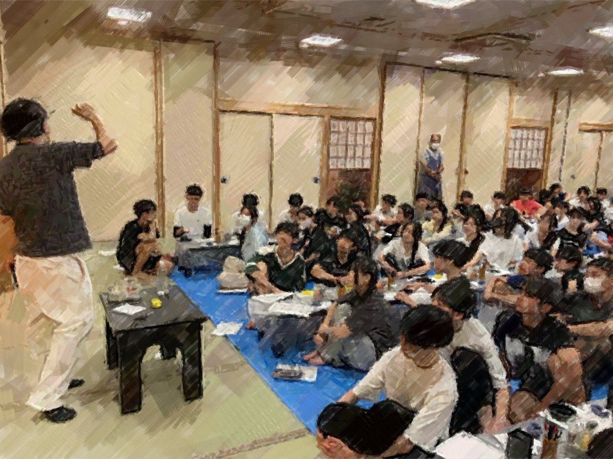 onarimonjh's tweet photo. 夏季学園２日目15
夕食が終え、本日の宿舎の方への挨拶をしました。目と心で話を聞こうとする姿勢がよく伝わります。
今夜は、講師の方に来所していただき、伝統工芸である漆器加飾に挑戦します。 https://t.co/ipdbXvAI7L